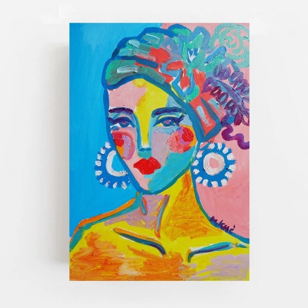 obraz olejny do salonu kobieta w turbanie