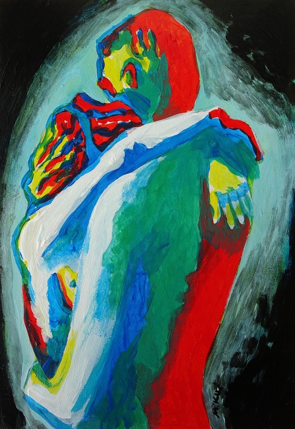 obraz olejny do salonu  kochankowie