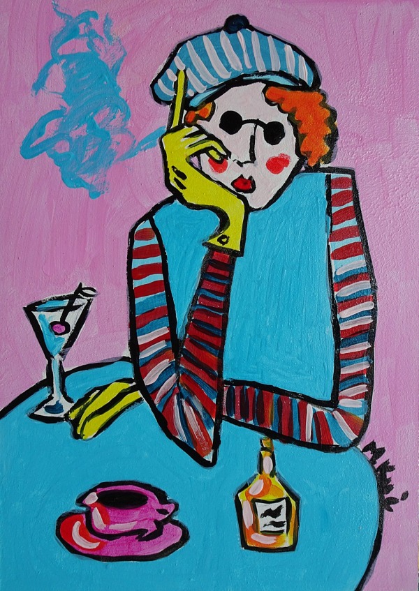  babcia z  papierosem i drinkiem