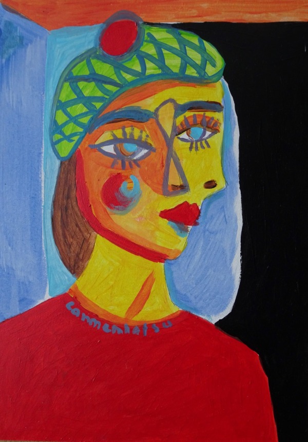 obraz dama w berecie 