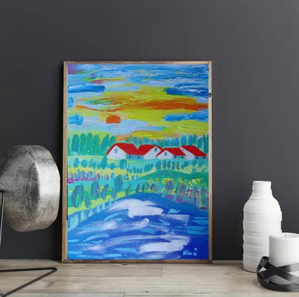 obraz olejny ręcznie malowany lato w pełni