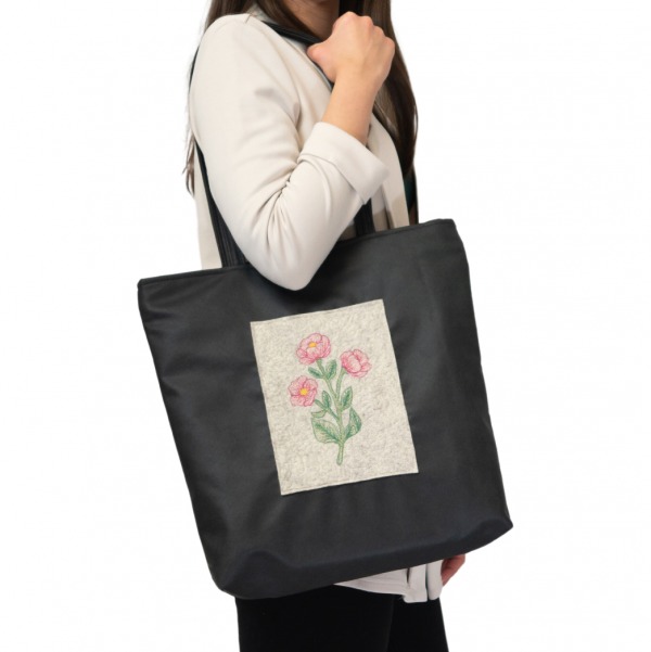 Duża torba na ramię z haftem Polny Kwiat