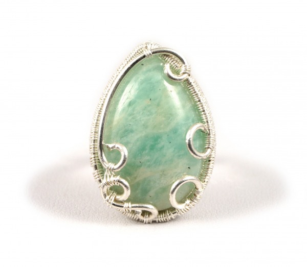 Amazonit Srebrny pierścionek z amazonitem,  regulowany,  ręcznie wykonany,  idealny prezent