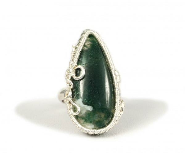 Agat,  srebrny pierścionek agatem mszystym,  regulowany,  ręcznie wykonany,  idealny na prezent