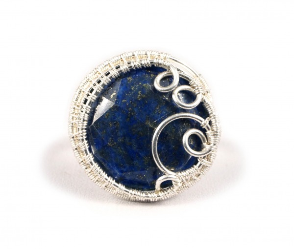 Lapis lazuli,  Srebrny pierścionek z lapisem lazuli,  regulowany,  ręcznie wykonany,  na prezent